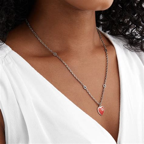 gucci heart necklace red|Gucci gold chain necklaces.